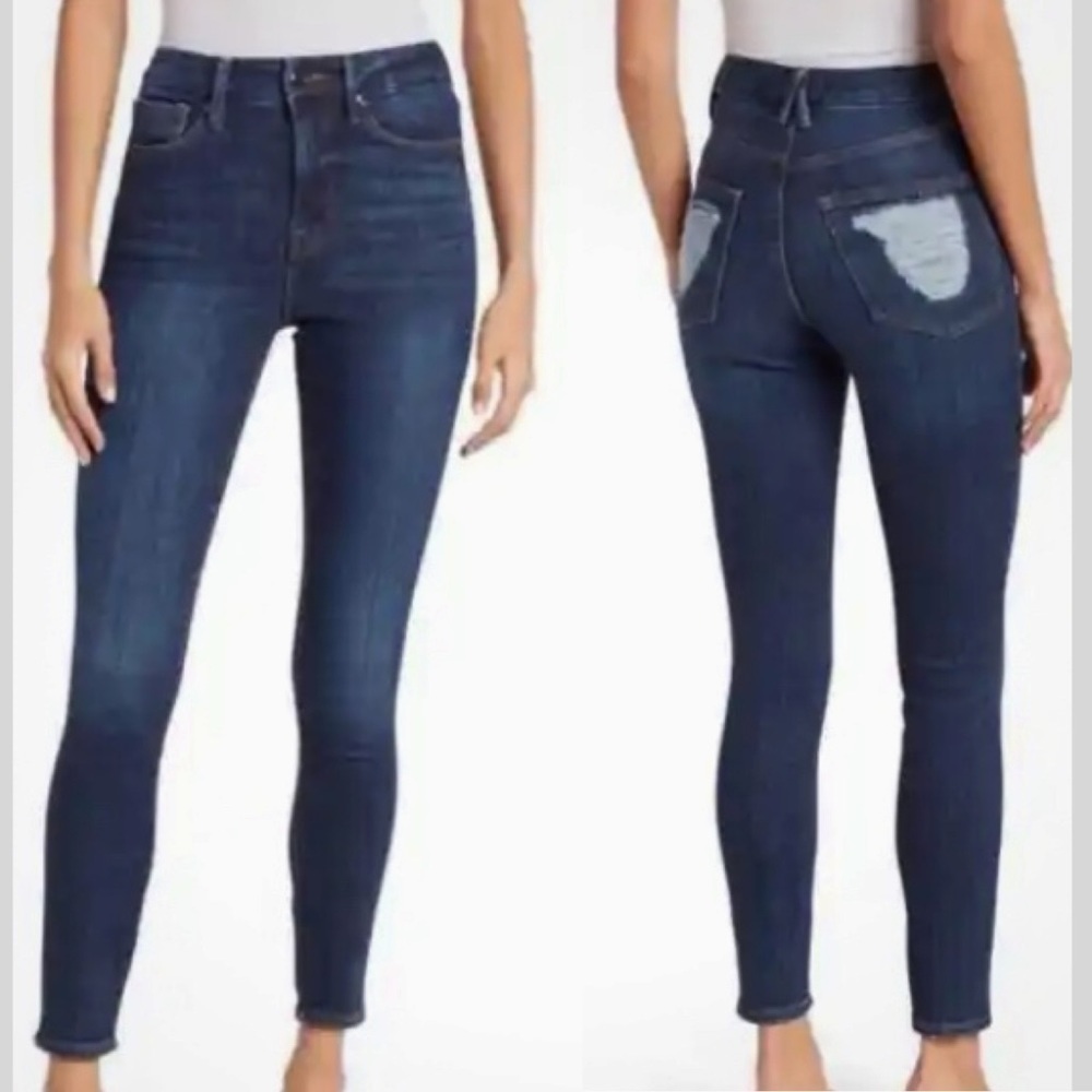 GOOD AMERICAN Good Waist Dark Wash Skinny Jeans!